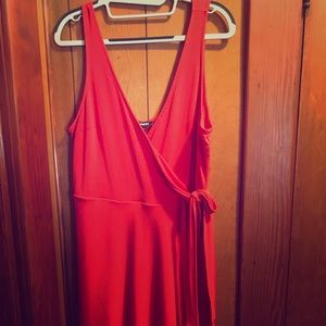 Red express faux-wrap dress size Large